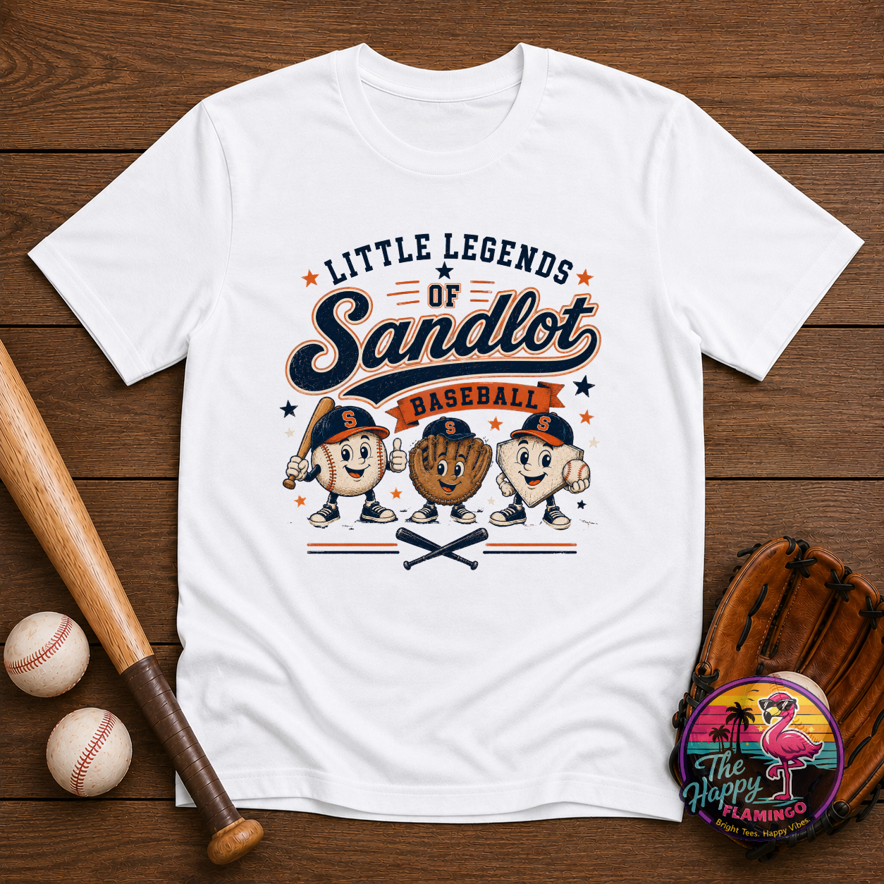 Bella + Canvas Sandlot Little Legends Ball, Glove, and Bat Tee